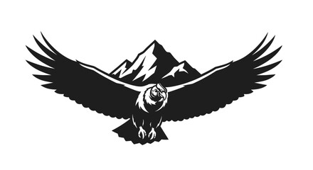 Monochrome vector illustration of a majestic eagle flying.
