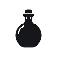 Black Silhouette of a Round Potion Bottle with Clamp Stopper