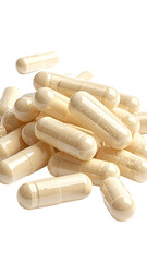 A pile of pale-cream capsules