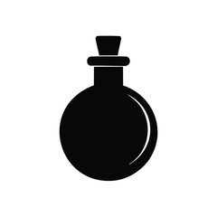 Obraz premium Black silhouette of a round potion bottle with cork Keywords: potion bottle, silhouette, black
