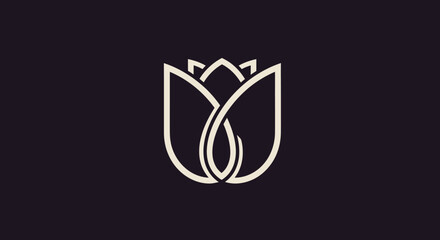 Elegant Floral Design Minimalist Tulip Logo Abstract Flower Symbol.