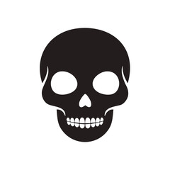 Fototapeta premium Black silhouette of a skull with open eye sockets on white background