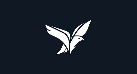 Elegant white stylized eagle logo design.