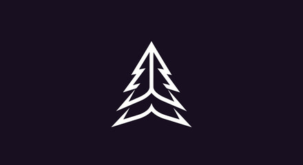 Obraz premium Modern minimalist white evergreen tree icon symbol for nature and forest themes.
