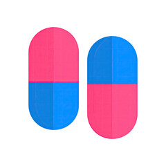 Two vibrant pink and blue oval erasers, side-by-side