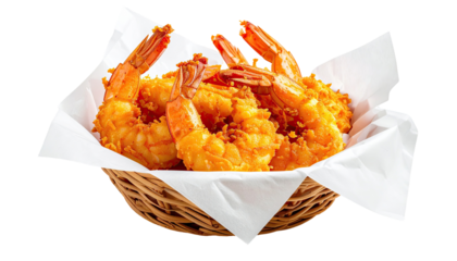 Crispy shrimp in a basket