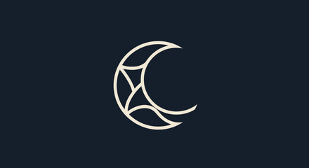 Elegant abstract geometric crescent moon logo symbol design.