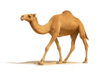 Dromedary camel walking isolated with transparent background