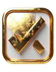 Gold check mark icon in a square frame