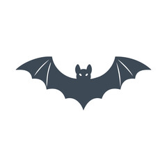 Fototapeta premium Dark Bat Silhouette with Wing Veins Keywords: bat, silhouette, flying, wings, spread, dark