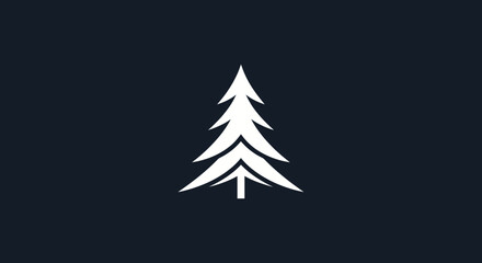 Obraz premium Minimalist White Evergreen Pine Tree Icon Illustration.