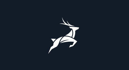 Silhouette of a Leaping Deer Minimalist Design.