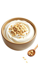 Creamy yogurt topped with oat flakes in a bowl (1)