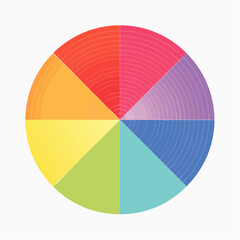 Multicolor Segmented Circle Design with Vibrant Rainbow Hues on White Background