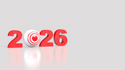 The 2026 red and target for Business concept 3d Rendering.