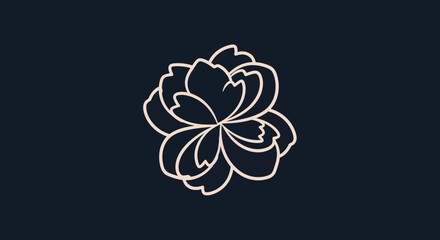 Elegant White Outline Flower on Dark Background.