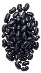 Close-up of many dark black beans, clustered together