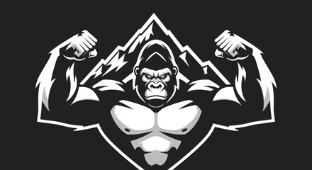 Powerful Gorilla Flexing Muscles Strong Ape. © Win