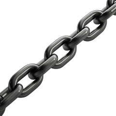 Obraz premium Metallic chain links interlocking, illustrating concepts of connection and constraint isolated
