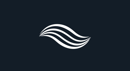 Abstract white flowing lines create a dynamic wave logo.