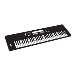 black and white silhouette of a keyboard vector on a white background © yufamamiks