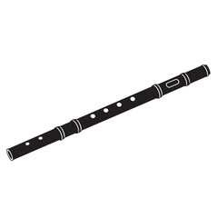 black and white silhouette of a flute vector on a white background © yufamamiks