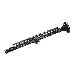 black and white silhouette of a flute vector on a white background