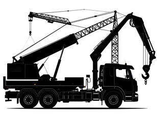 Naklejka premium Heavy-duty truck crane silhouette