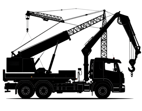 Heavy-duty truck crane silhouette - Powered by Adobe