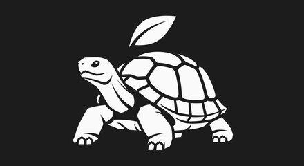 White tortoise with leaf slow and steady.