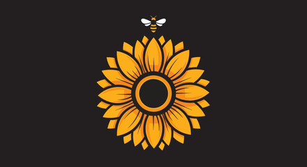 A vibrant yellow sunflower with a small bee on top.