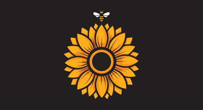 A vibrant yellow sunflower with a small bee on top.