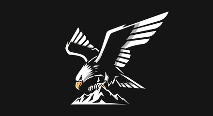 Powerful Eagle Soaring Over Mountains.