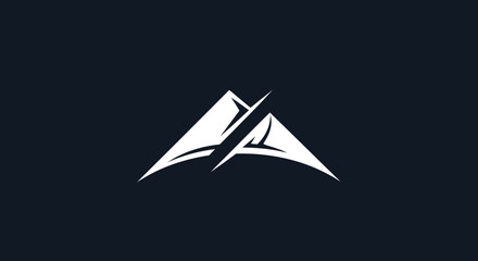 Abstract Mountain Logo Design with Dynamic Slash Element.