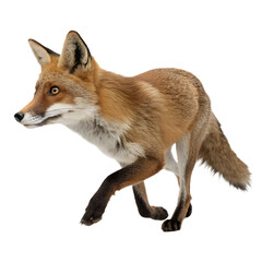 Fototapeta premium Running red fox vulpes on white background