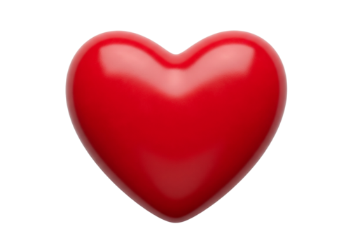 A glossy red heart shape with subtle reflections