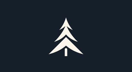 Simple geometric white fir tree icon representing nature and growth.