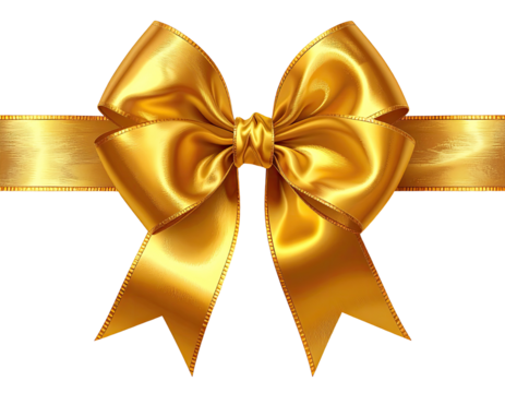 Golden ribbon bow, elegant and festive