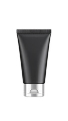 Matte black cosmetic tube with silver cap (1)