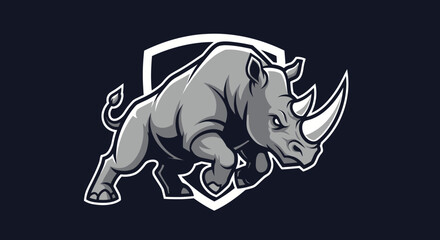 Powerful Rhinoceros Mascot Logo Design for Sports Teams and Gaming.