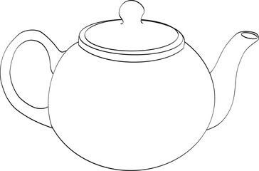 Minimalist Line Drawing of a Classic Teapot with Handle and Spout