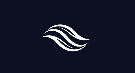 Abstract White Wave Design on Dark Blue Background.