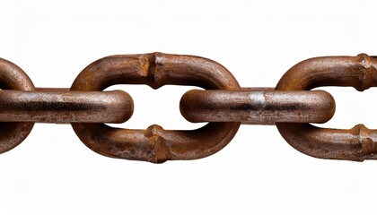 Fototapeta premium Rusted Metallic Chain Link On Transparent Background