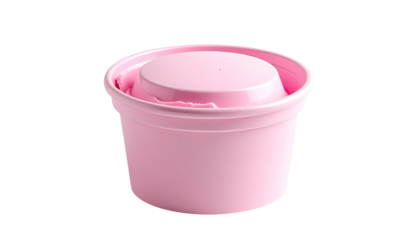 Pink plastic food container with lid