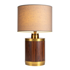 A cylindrical table lamp with a light beige shade