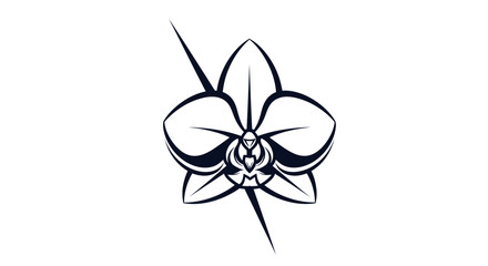 Elegant Orchid Flower Design with Stylized Lines. © Win