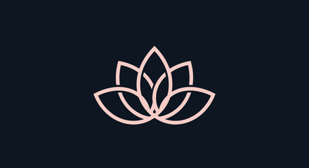 Elegant rose gold outline of a blooming lotus flower icon.