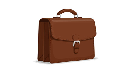 Sophisticated brown leather briefcase with a classic buckle, isolated on a white background for