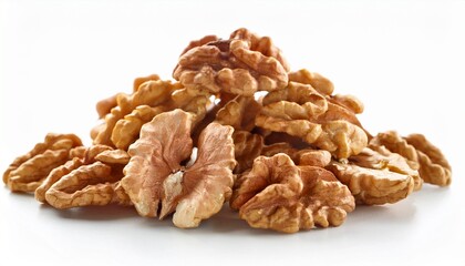 Fototapeta premium Peeled Walnuts On White Background