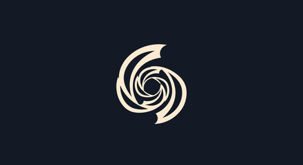 Elegant abstract swirling geometric symbol design.